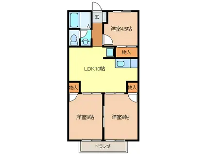 御殿場レジデンス(3LDK/2階)の間取り写真