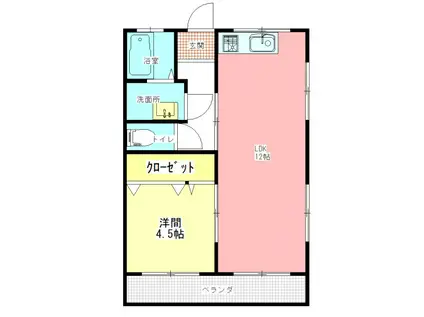 アメニティハウス(1LDK/1階)の間取り写真