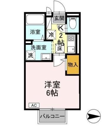 ドリームアーク(1K/1階)の間取り写真