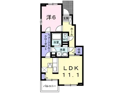 ベルソレイユ(1LDK/1階)の間取り写真