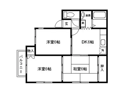 KCハイツII(3DK/2階)の間取り写真
