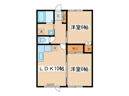 ハイツ藤(2LDK/1階)の間取り写真