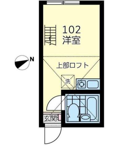 サザン程ヶ谷本陣(ワンルーム/2階)の間取り写真