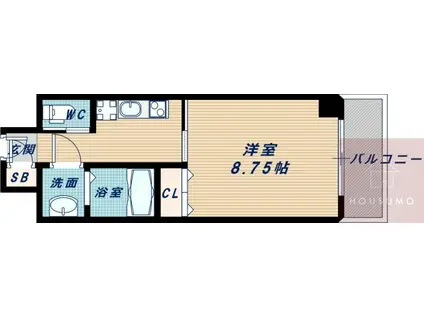 第6クリスタル新大阪(1K/2階)の間取り写真