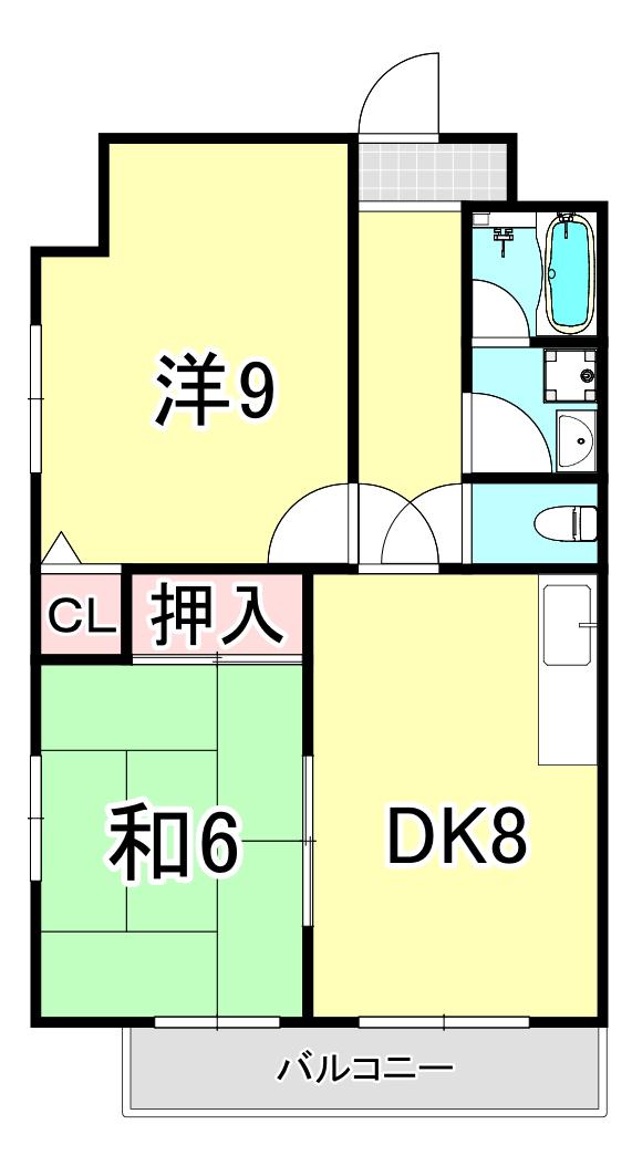 カーサ御影山手(2LDK/3階)の間取り写真