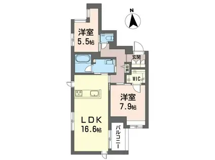 クオリスタ松陰神社(2LDK/1階)の間取り写真
