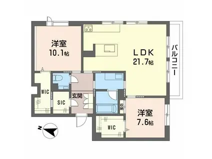 ラ・メゾン南山(2LDK/2階)の間取り写真