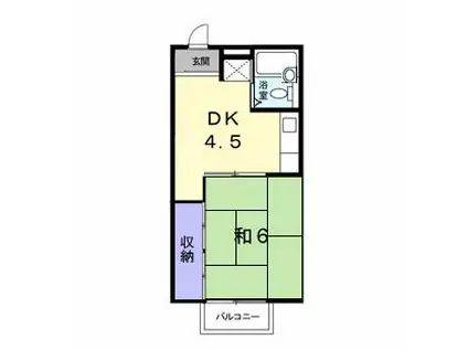 エンゼルハウス鈴鹿(1DK/2階)の間取り写真