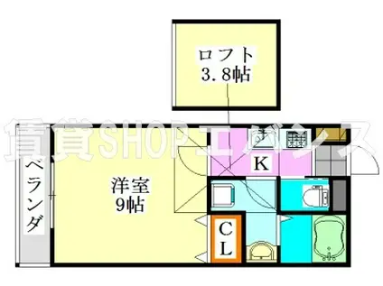 GREEN GABIES(1K/2階)の間取り写真