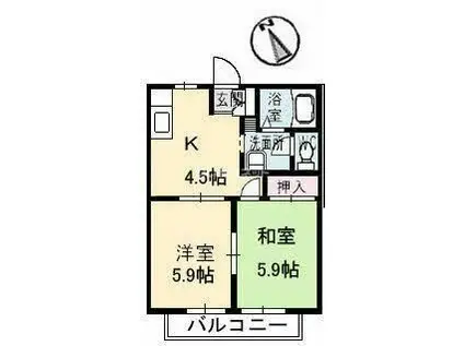 ラメール(2K/2階)の間取り写真