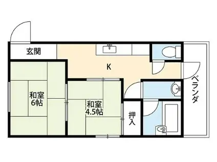 桃園マンション(2K/2階)の間取り写真
