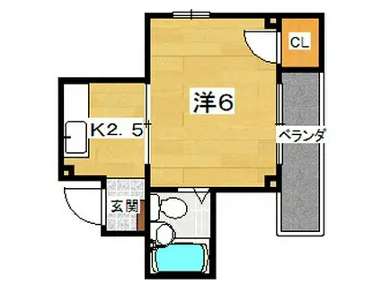 サンモリッツII(1K/3階)の間取り写真