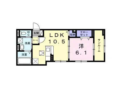 ECO GLANZ(1LDK/3階)の間取り写真