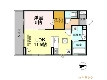 メゾン長栄(1LDK/3階)の間取り写真