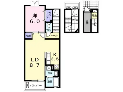 ポラリスV(1LDK/3階)の間取り写真