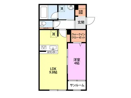 KAZE(1LDK/2階)の間取り写真