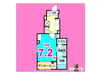 ステーブル上流(1K/1階)の間取り写真