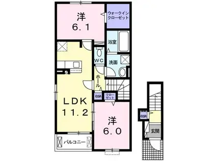 オイコス オニロ 相生D(2LDK/2階)の間取り写真