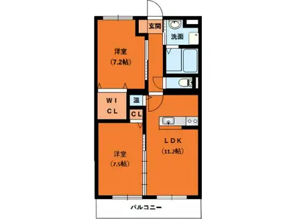 RELACIN YUJ(2LDK/2階)の間取り写真