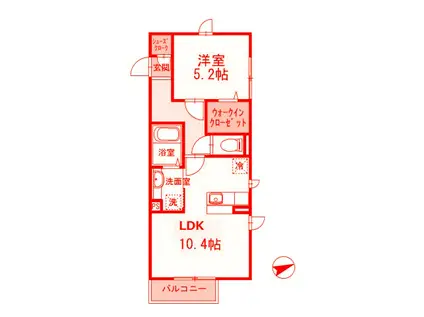 ウエストバード(1LDK/2階)の間取り写真