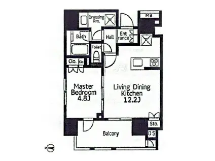 サンウッドフラッツ神田神保町(1LDK/12階)の間取り写真