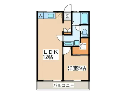 シティハイム上の台B(1LDK/2階)の間取り写真