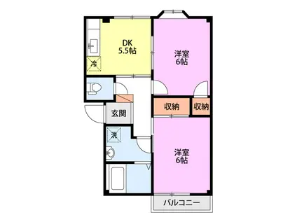 アドバンス21(2DK/1階)の間取り写真
