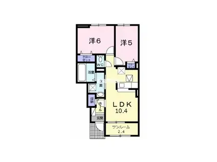 ベル リアン B(2LDK/1階)の間取り写真