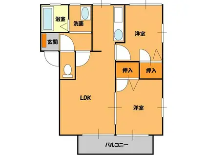 グリーンコート(2LDK/2階)の間取り写真