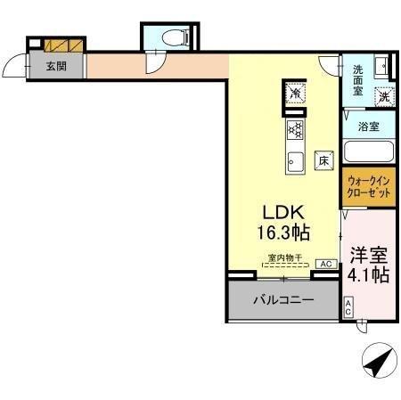 CLASSEUM都賀(1LDK/1階)の間取り写真