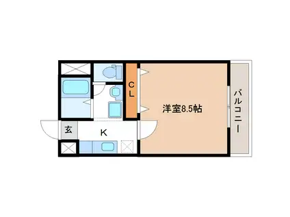 オリザFS-15(1K/3階)の間取り写真