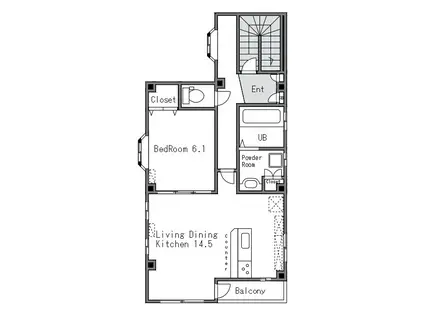 コーポ@(1LDK/2階)の間取り写真