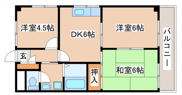 シャロン長田(3DK/1階)の間取り写真