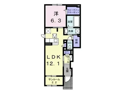 LOTTIE伊那I(1LDK/1階)の間取り写真