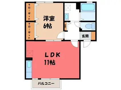 オリーヴ II(1LDK/2階)の間取り写真