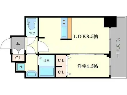 プレサンス大阪ドームシティワンダー(1LDK/11階)の間取り写真