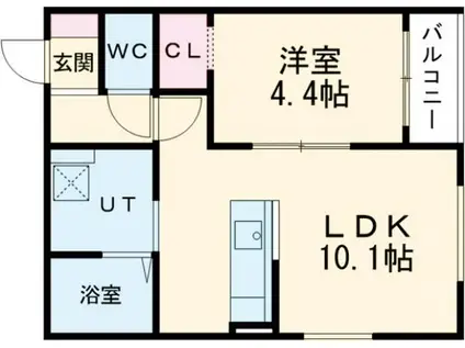 日の出3丁目AP(1LDK/1階)の間取り写真