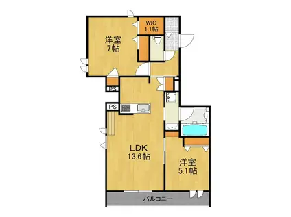 LA GRACIEUSE(2LDK/2階)の間取り写真