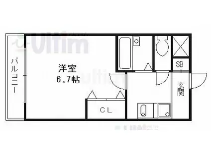 プレサンス京都駅前II(1K/3階)の間取り写真
