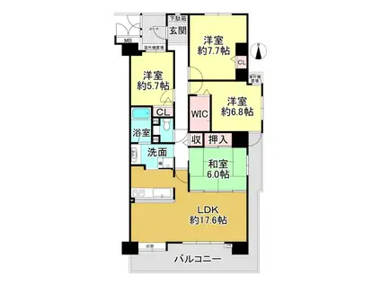 ロータリーマンション大津京ソルジャンテ(4LDK/2階)の間取り写真