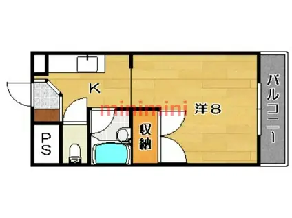 アルカディアST(1K/1階)の間取り写真