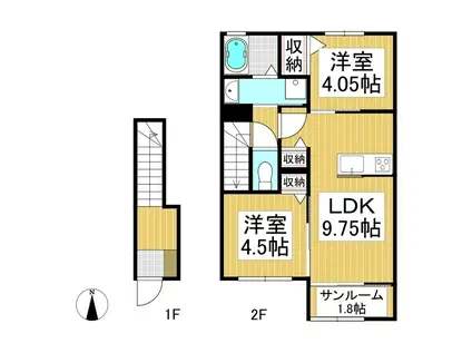 ウィズハイム千本柳(2LDK/2階)の間取り写真
