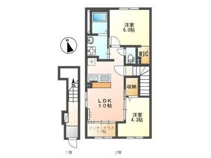 ノースグレイス(2LDK/2階)の間取り写真