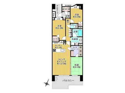 サンクタス千葉ニュータウン中央(3LDK/7階)の間取り写真