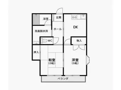 サンフラワーII(2DK/1階)の間取り写真