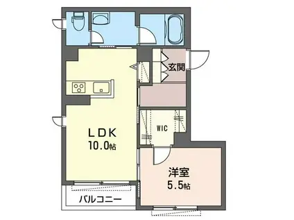 ロルベーア(1LDK/1階)の間取り写真