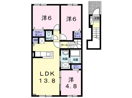 ARIESエアリーズ(3LDK/2階)の間取り写真