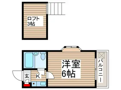 B´CASA津田沼IIRE-BORN(1K/2階)の間取り写真