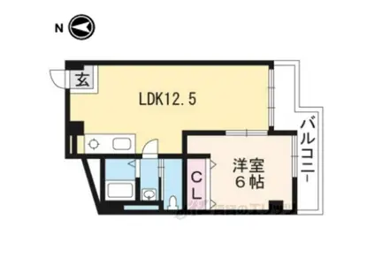 泉涌寺アビタシオン(1LDK/5階)の間取り写真
