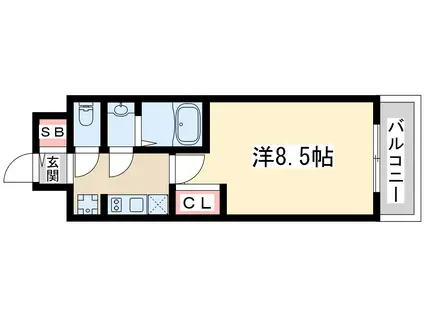 フェニックス新大阪(1K/9階)の間取り写真